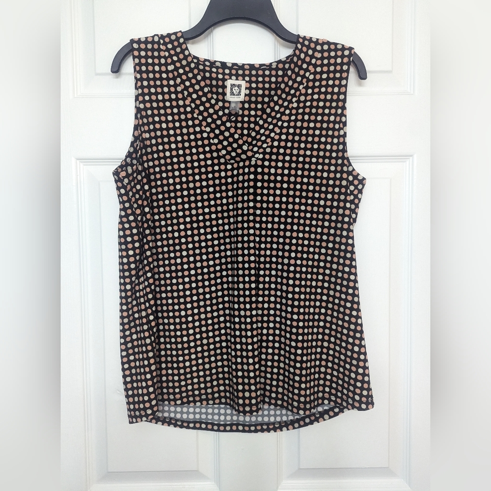 NWT Anne Klein sleeveless stretch dress top polka dot Medium
